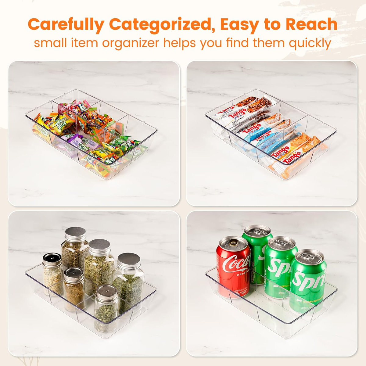 25 PCS Clear Plastic Drawer Organizers Set, Versatile Bathroom and Vanity Drawer Organizer Trays 4-Size Storage Bins for Makeup